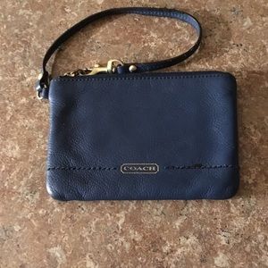 Vintage Coach Wristlet Navy Leather EUC Very Nice